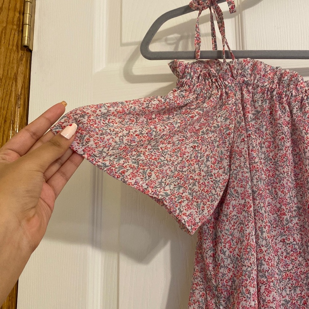 Printed Pink Cold Shoulder top